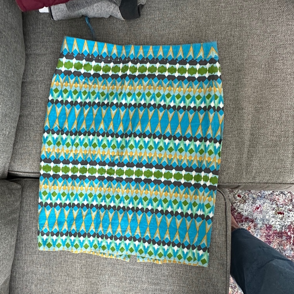 J Crew The Pencil Skirt Cotton Print Skirt Size 6